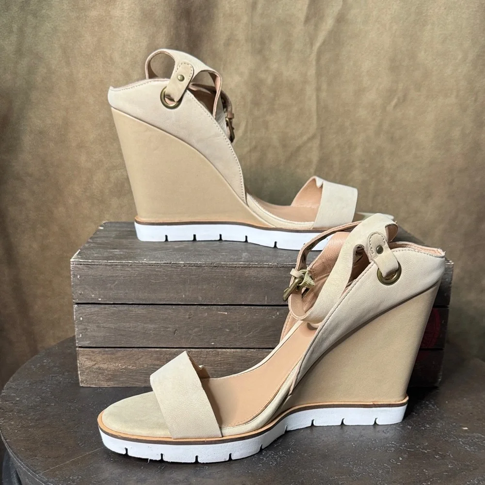 Paolo Tan Wedge Sandals Size 9 - Picture 1 of 9